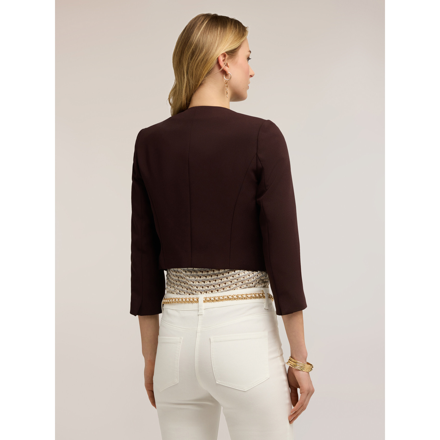 Motivi - Giacca strutturata in cady crêpe - Marrone