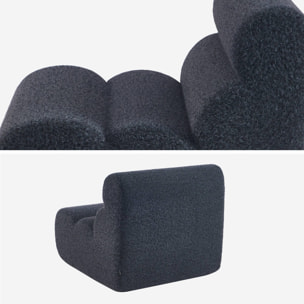 Lot de 2 chauffeuses tissu effet alpaca bleu foncé 1 place - L 81 x P 99 x H 75cm - Nova