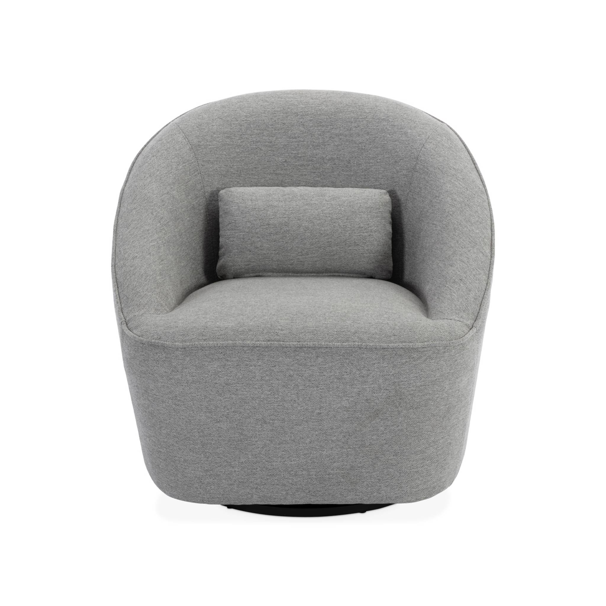 Fauteuil pivotant 360° en tissu gris clair. avec coussin LANA L 80 x P 73 x H77cm