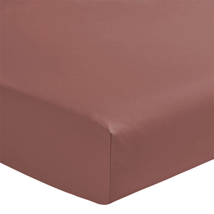 Drap housse uni en percale de coton, bonnet de 40cm, PREMIÈRE, Rose