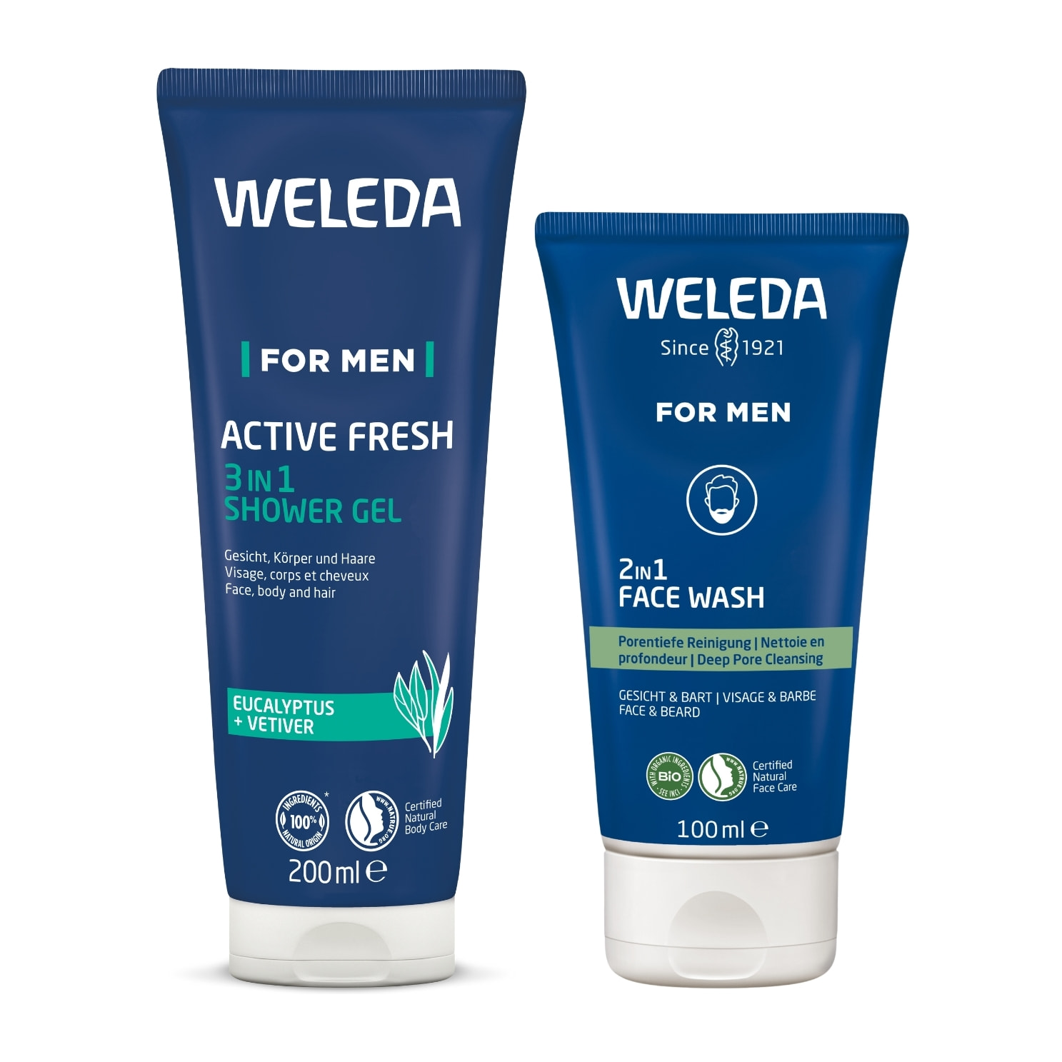 WELEDA - Gel nettoyant visage 2in1 100ml + Gel Douche 3in1 Active Fresh 200ml