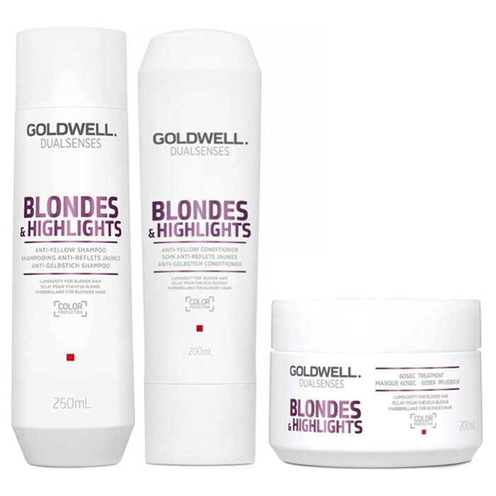GOLDWELL Kit DS Blondes & Highlights Anti-Yellow Shampoo + Balsamo + Maschera