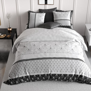 Parure housse de couette imprimé 100% coton - casta - noir