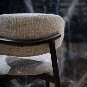 Lot de 2 chaises en tissu gris foncé chiné et pieds en métal noir - Nao