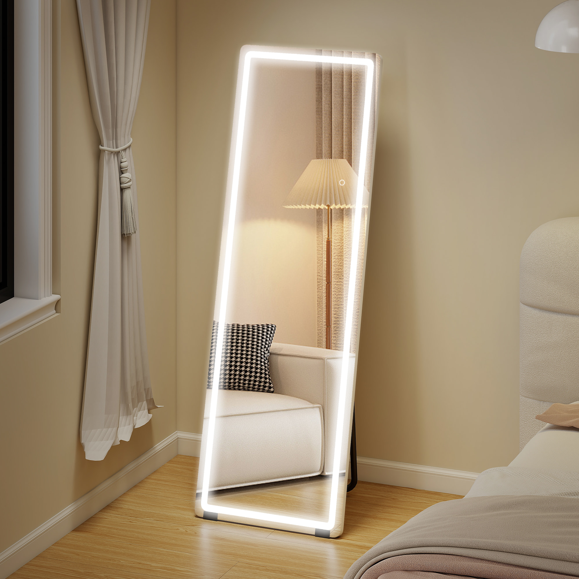 Miroir sur pied LED pleine longueur 150 x 50 cm 3 couleurs réglables