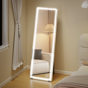 Miroir sur pied LED pleine longueur 150 x 50 cm 3 couleurs réglables