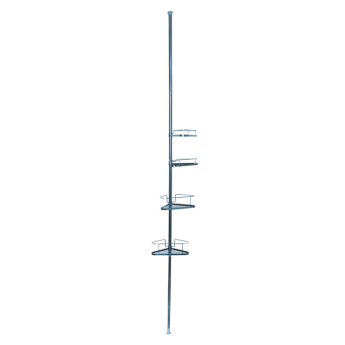 Etagère de douche d'angle auto-portée 145-250cm Acier Chromé telecscopique - sans perçage - 4 tablettes MSV
