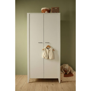 Armoire 2 portes  avec étagères et penderie - poignées métal