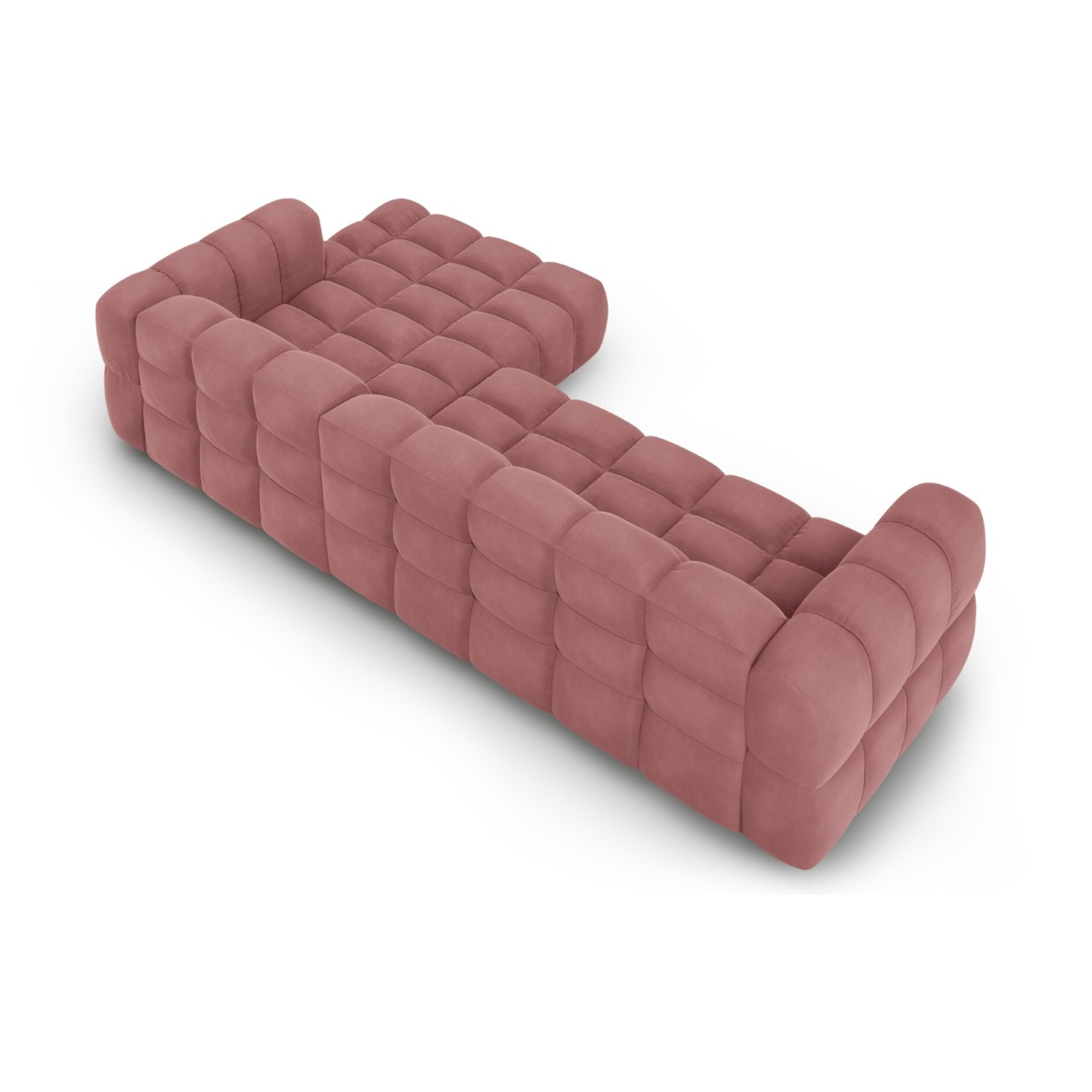 Canapé d'angle droit modulable "Sky" 4 places en velours saumon