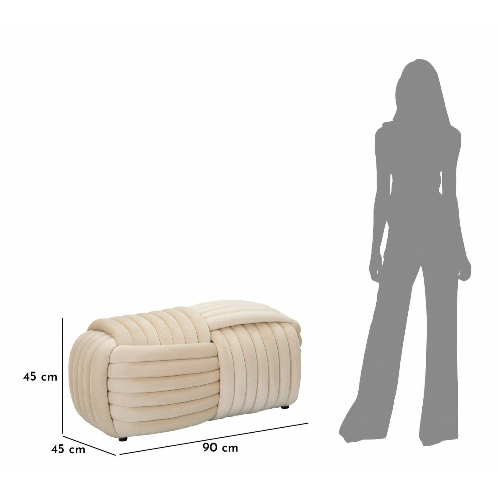 Panca Calcea, Panchina multiuso, Seduta per ospiti, Cassapanca multifunzione, 90x45 h45 cm, Crema
