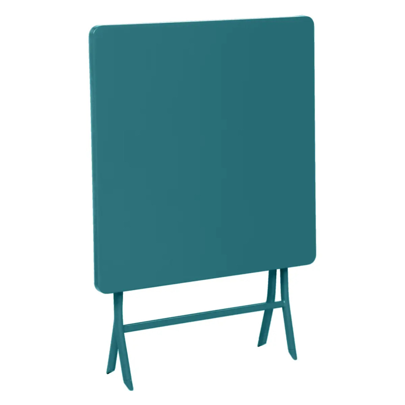 Table de jardin pliante carrée "Greensboro" bleu canard 2 places en acier traité époxy
