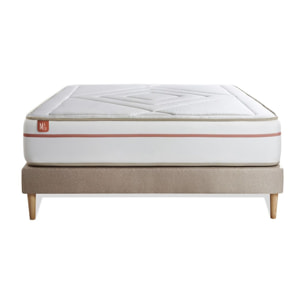 Ensemble - Matelas Mémoire de forme 24cm d'épaisseur - 3 zones de confort - Confort équilibré - Sommier tapissier en kit - 2 places