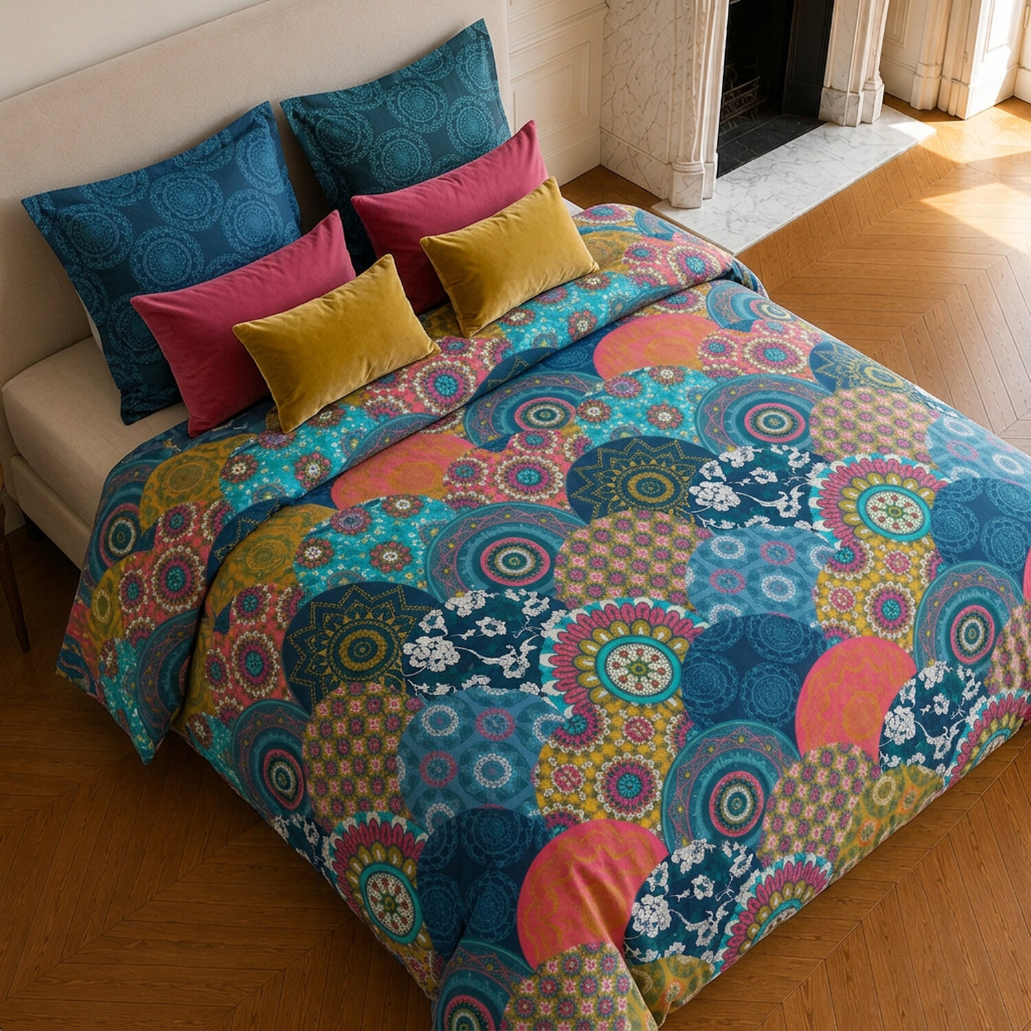 Parure housse de couette 100% coton motif géométrique - COLORADO