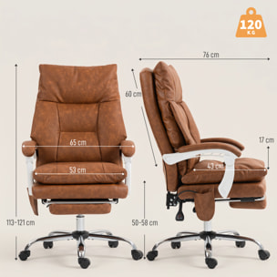Fauteuil bureau manager inclinable repose-pieds rétractable camel vieilli
