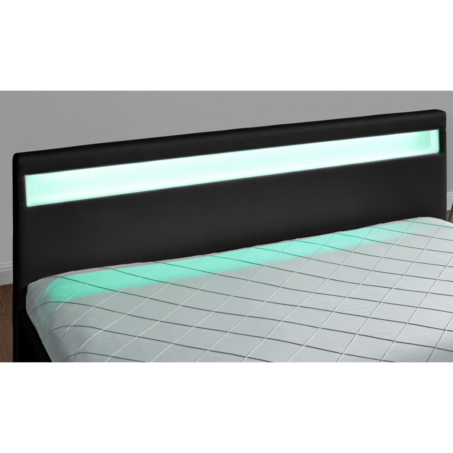 Structure de lit LED avec rangements 140 x 190 cm noir NEXUS
