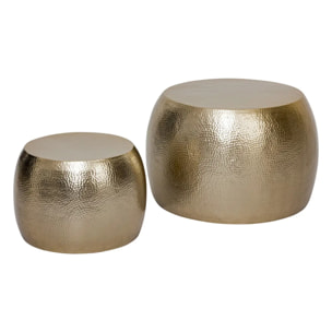 Lot de 2 tables basses Issam métal doré D70/50cm
