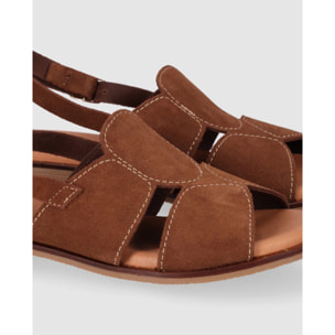 Sandalias de Serraje - Nogal - Tacón: Bajo