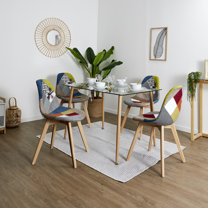 Chaise Scandinave Patchwork - Lot de 4