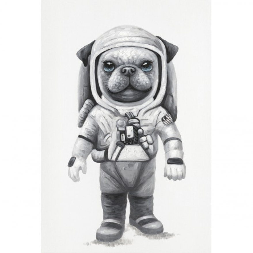 Peinture sur toile cadre décoratif chien astronaute - COSMO