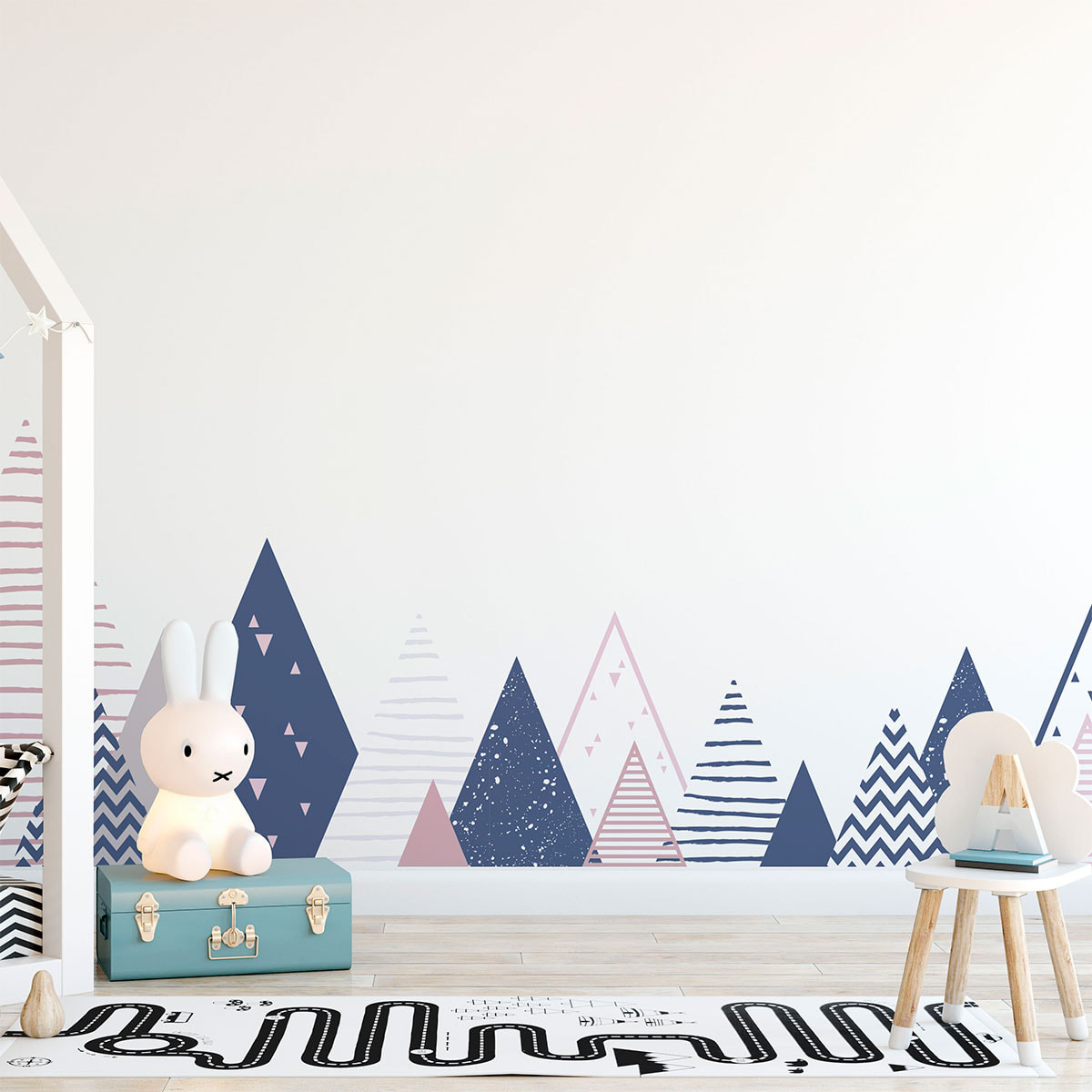 Stickers muraux enfants - Décoration chambre bébé - Autocollant Sticker mural géant enfant montagnes scandinaves ARIKA