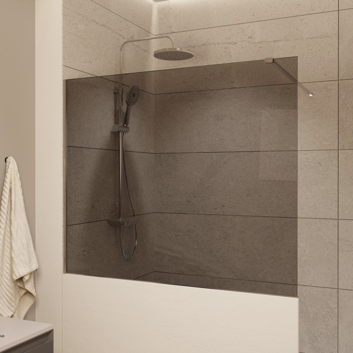 Pare-muret 120x100cm Paroi en verre Crystal Glass® 8 mm anticalcaire, avec bras et profilés chrome brillant (SATBWIS120KSPR)