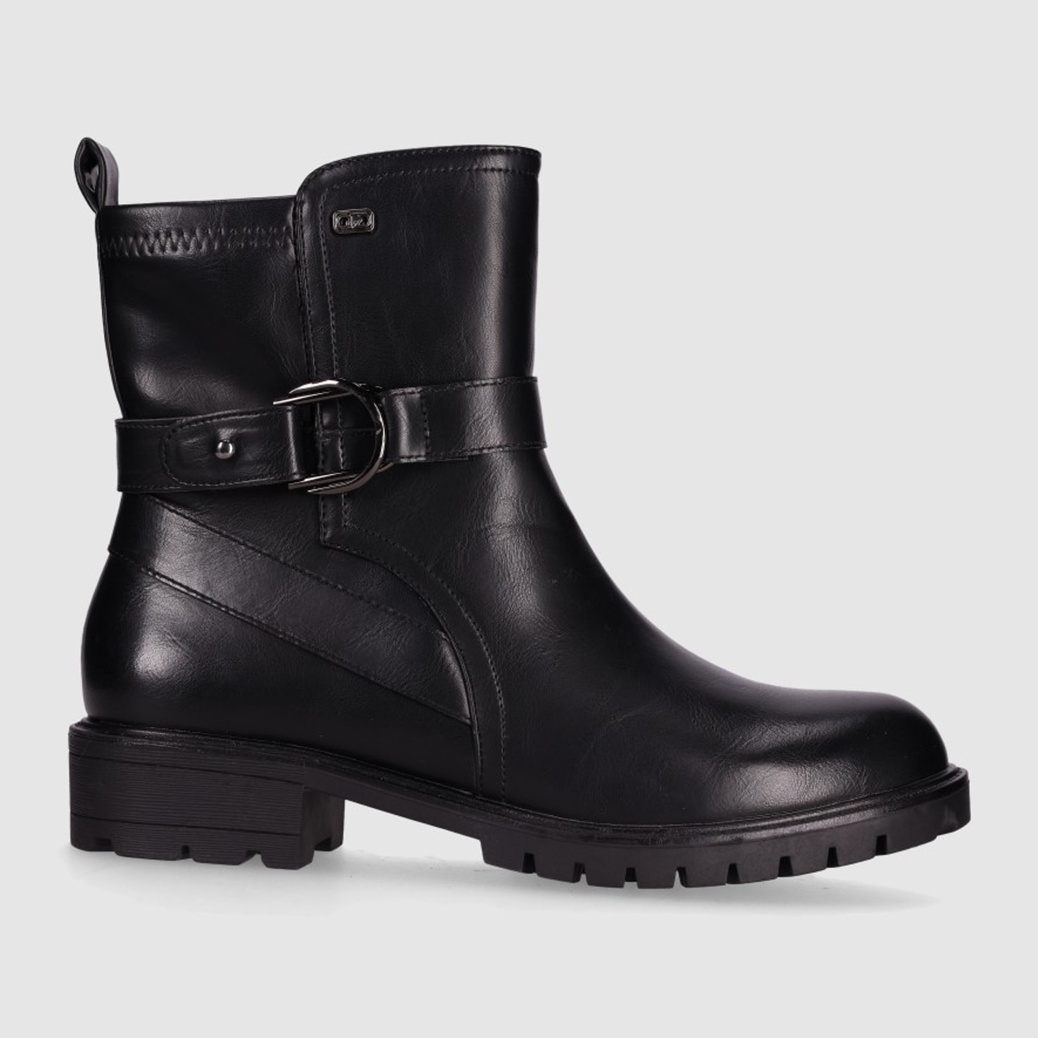 Botines de Piel Sintética - Negro - Tacón: Bajo