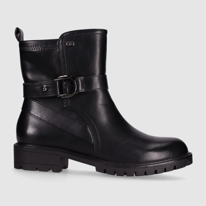 Botines de Piel Sintética - Negro - Tacón: Bajo