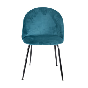 Chaise de repas tissu velours dossier capitonné pieds métal – CLEA 2