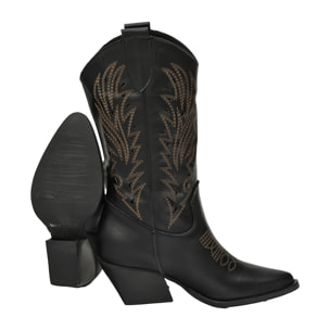 Stivaletti texani in vera pelle di vitello laserata con tacco comodo