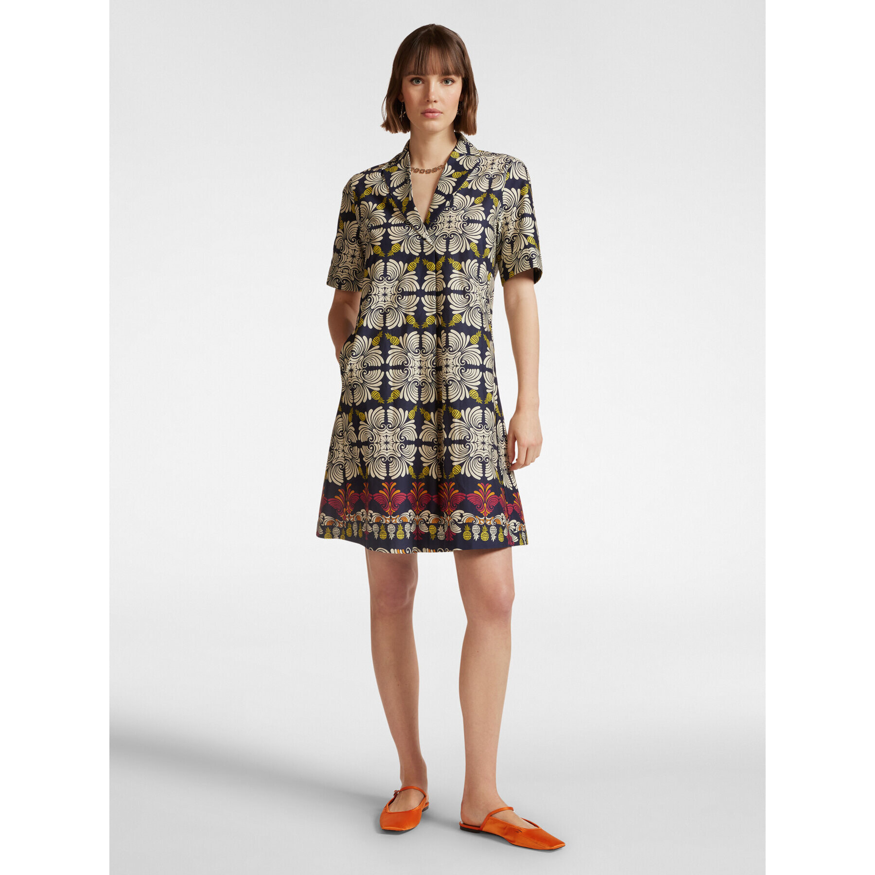 Elena Mirò - Vestido estampado de algodón elástico - Azul