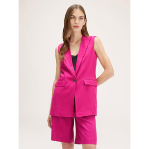 Motivi - Gilet lungo in lino viscosa - Fucsia