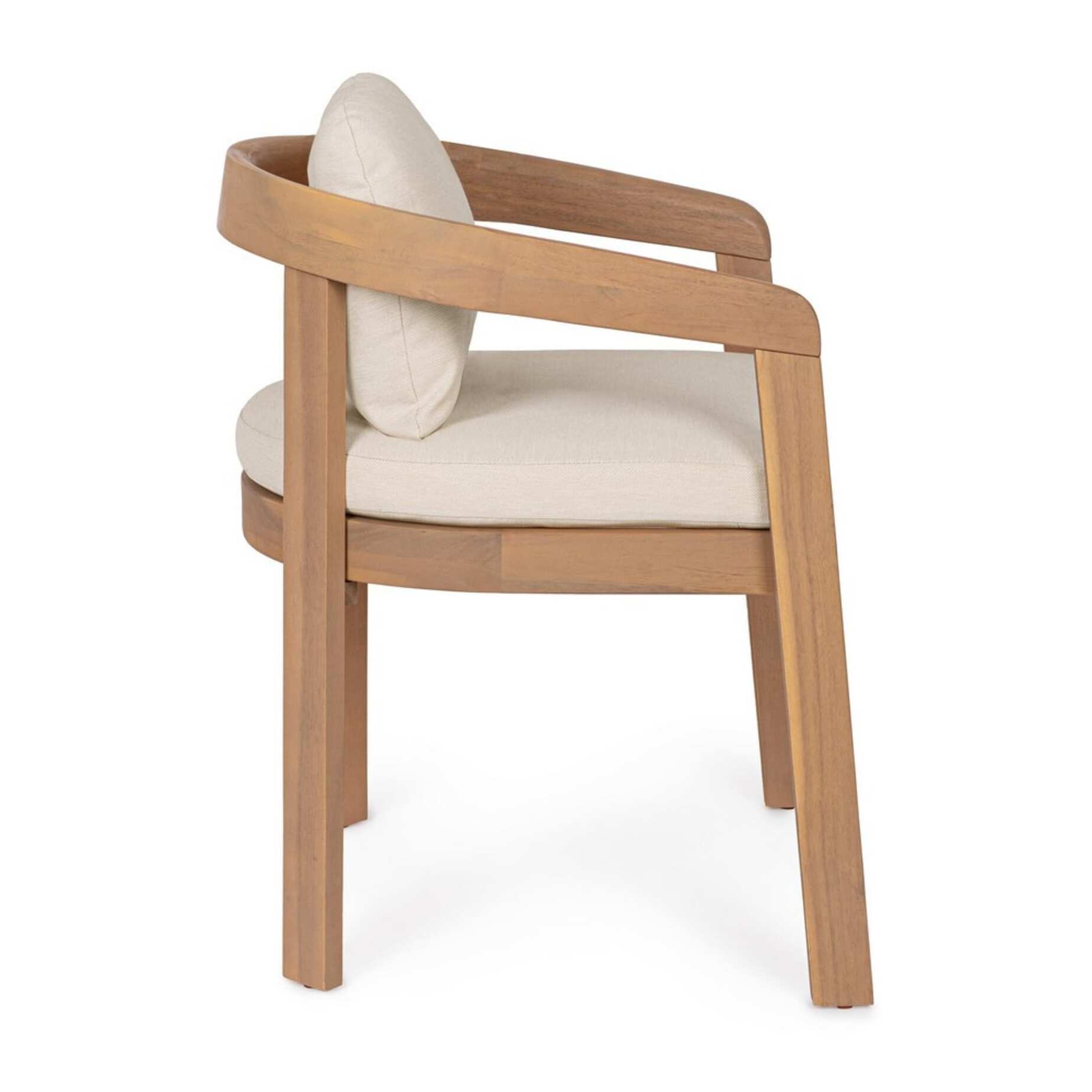 Set di 2 sedie GIRONA in legno di acacia e tessuto beige, con braccioli