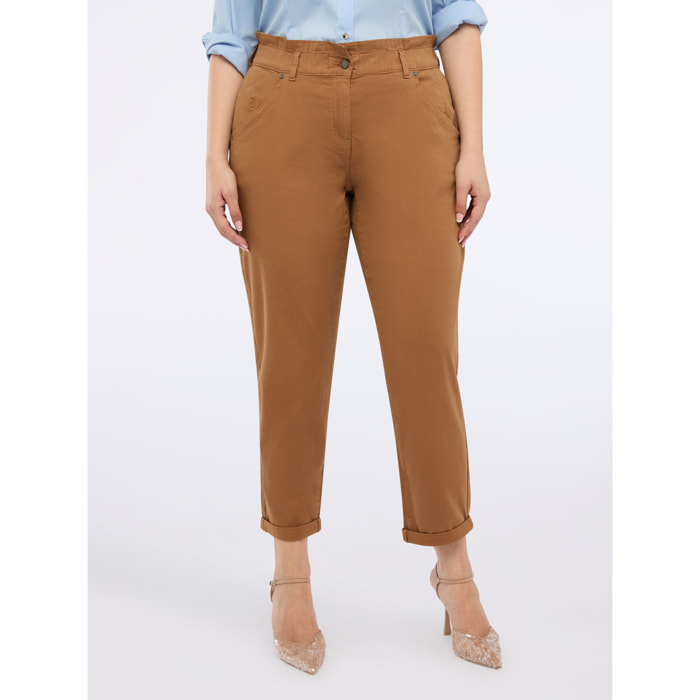 Fiorella Rubino - Pantaloni balloon in misto cotone - Marrone