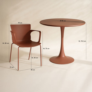 Ensemble de repas table et 4 fauteuils en polypropylène brique MONTAUK