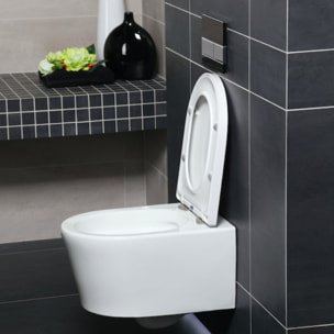Duofix Pack WC bâti autoportant + WC sans bride + abattant SoftClose Swiss Aqua Technologies + plaque (GEBSTBRWR03MAN-FR)