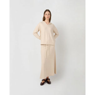 Falda midi viscosa evasé angorina beige