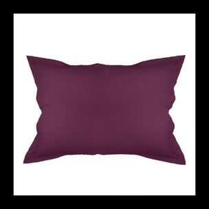 Taie d'oreiller percale de coton uni violet Olana raisin
