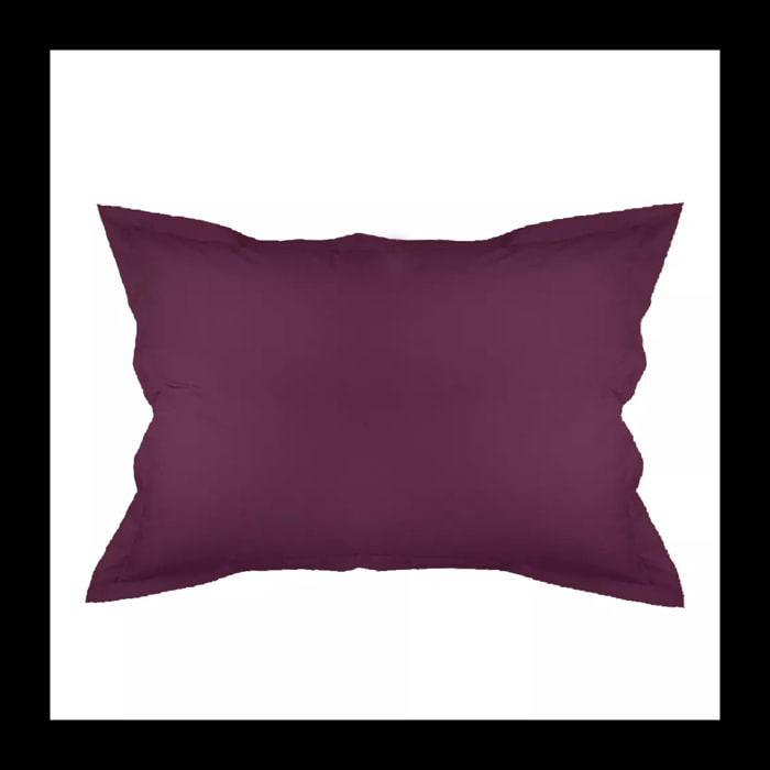 Taie d'oreiller percale de coton uni violet Olana raisin