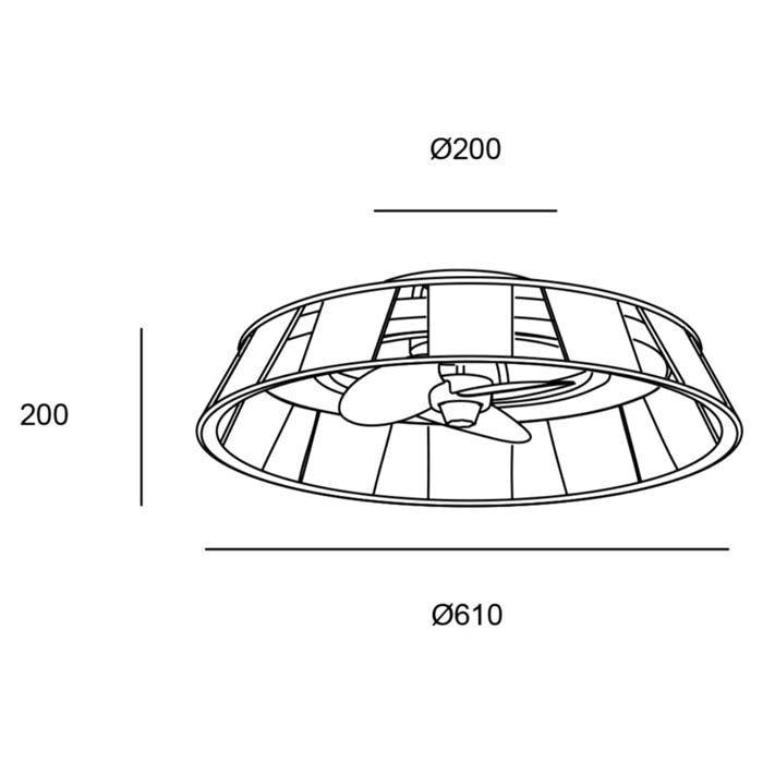 Forlight Mim - Ventilador de Techo con Lámpara LED sin Aspas con Pantalla de Cuerda Trenzada 6 Velocidades Luz Regulable