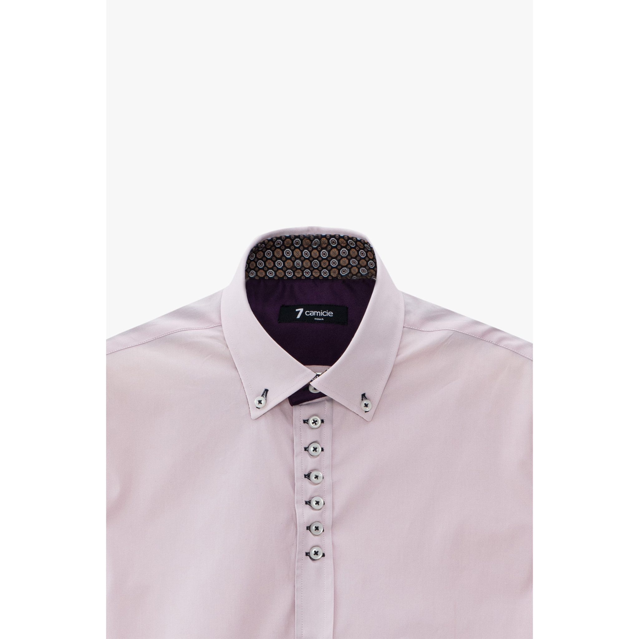 Camicia Uomo 1 Bottoni Button Down Slim Popeline Stretch Unito Rosa