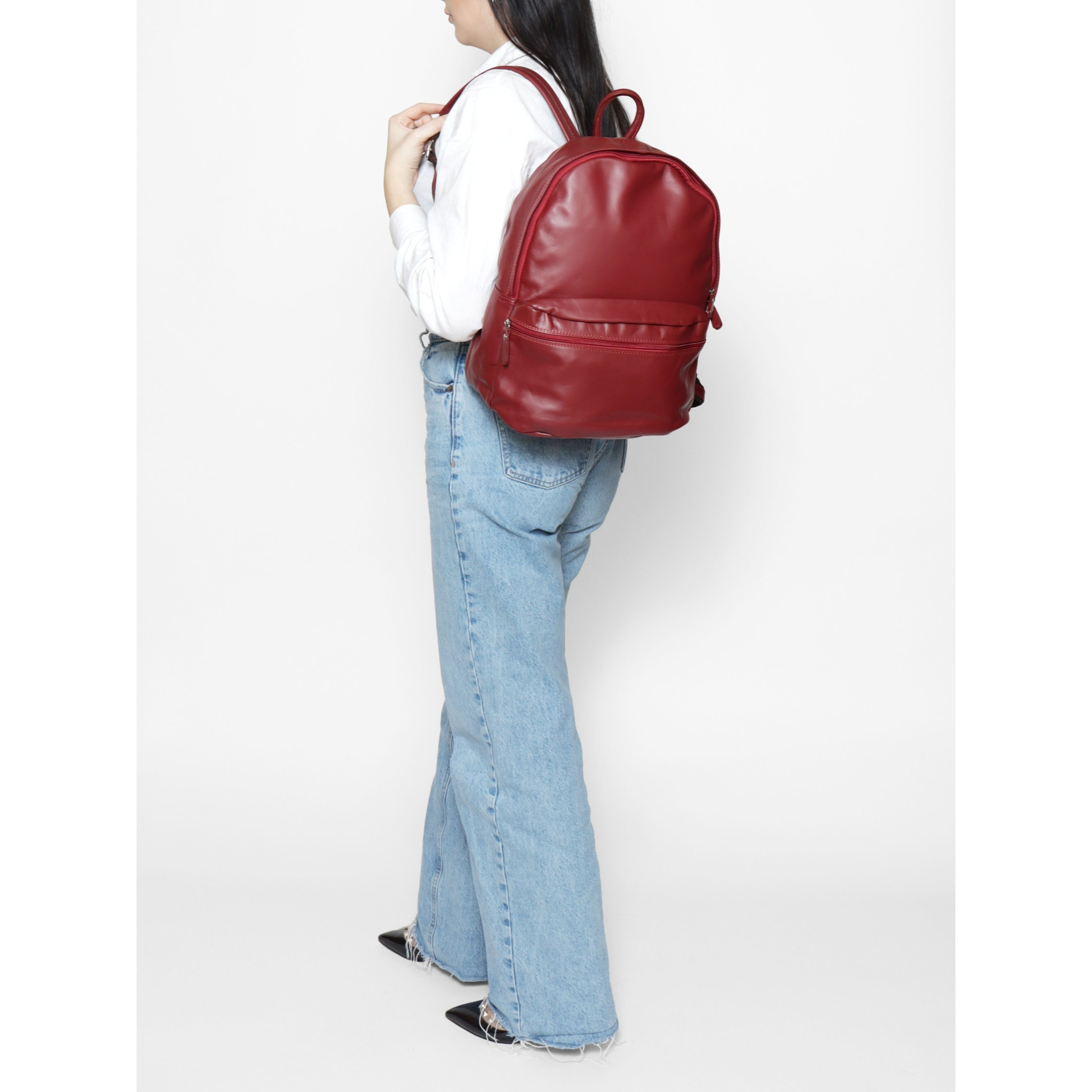 Zaino da donna in vera pelle - Modello Cloe - Artigianale - 30.0 x 39.0 x 14.0 cm