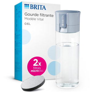 Gourde filtrante BRITA filtrante Vital bleu clair + 2 filtres à eau