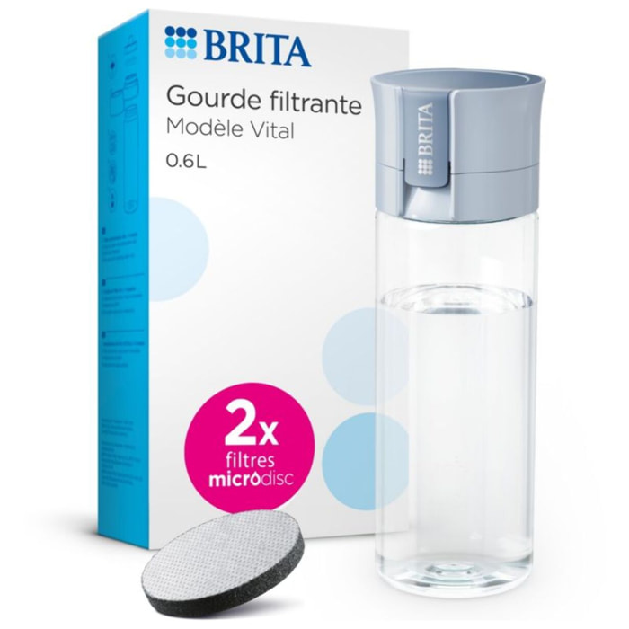Gourde filtrante BRITA filtrante Vital bleu clair + 2 filtres à eau