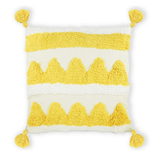 Cuscino design in tessuto jacquard con ricamo giallo 45x45 - Prism