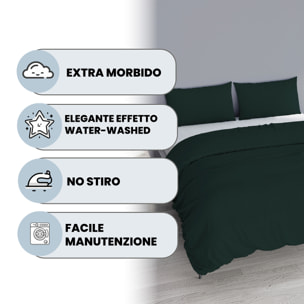 PARURE COPRIPIUMINO WATER WASHED, 100% Microfibra, No Stiro - OTTANIO
