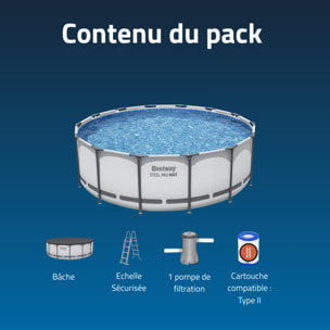 Bestway Piscine hors sol tubulaire ronde Bestway Steel Pro Max 427 x 122 cm gris clair