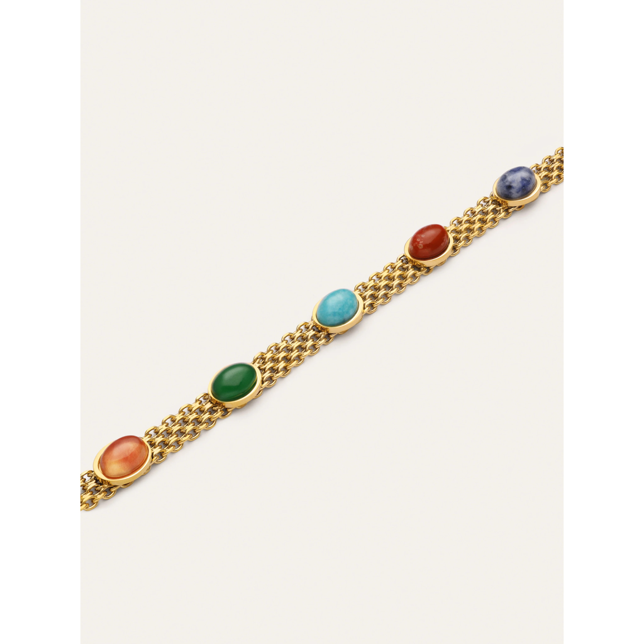 Pulsera Tape Stones Acero Baño Oro