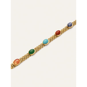 Pulsera Tape Stones Acero Baño Oro