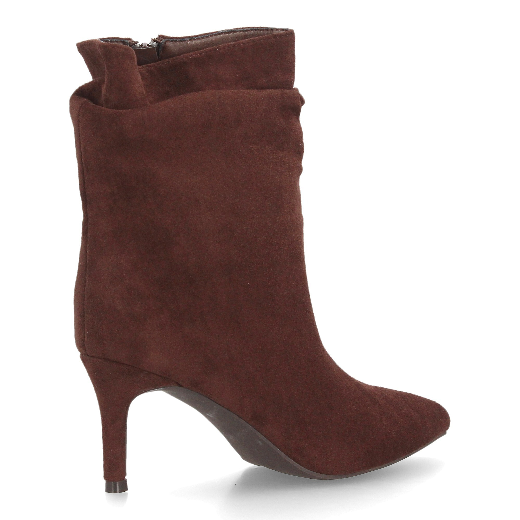 Botines de tacón fino con caña arrugada para mujer