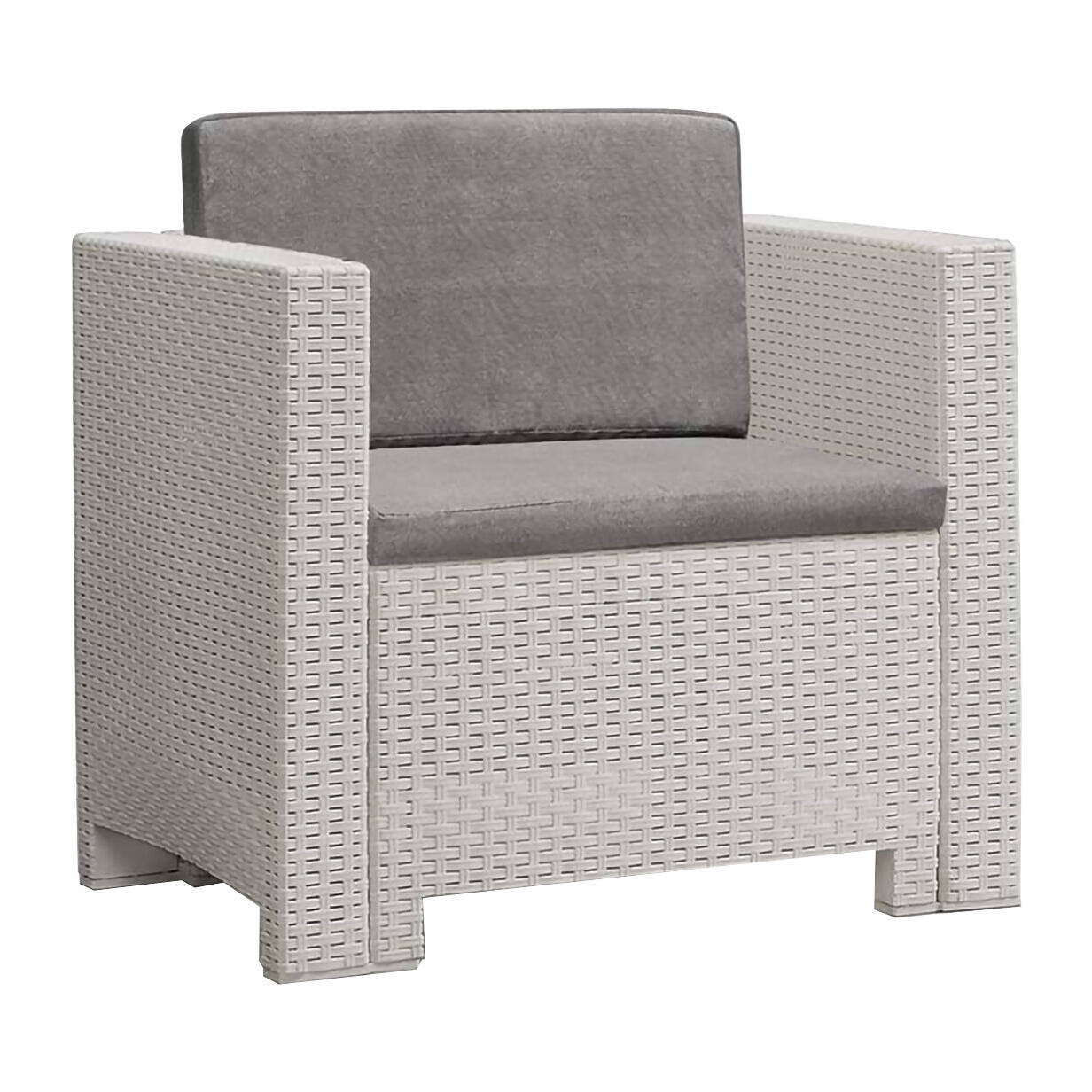 Set salotto da esterno Camini, Salottino outdoor, Set da balcone o giardino, Composizione soggiorno per esterni, Made in Italy, Bianco